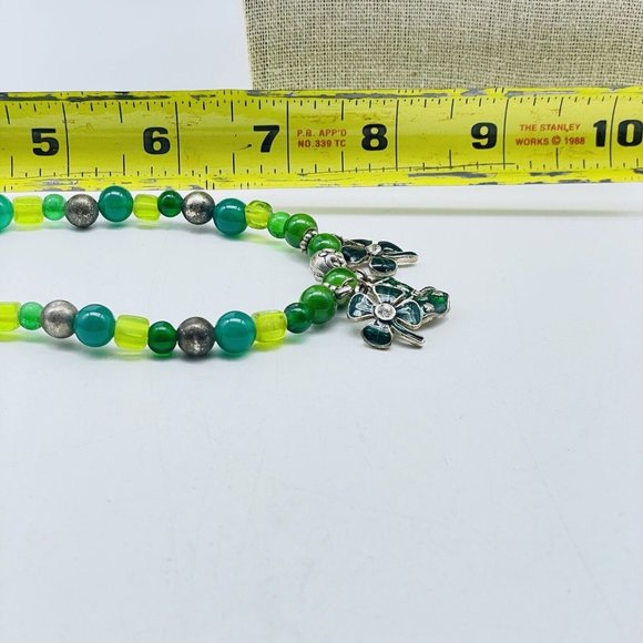 St Patrick Theme Necklace Silver Tone Enamel Charms Shamrock Leprechaun Hat - Picture 7 of 7